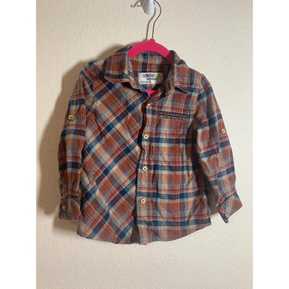 OshKosh B'gosh Other - Genuine Kids Osh Kosh Plaid Button Up Shirt Boys Size 2T Orange Fall Grunge I6
